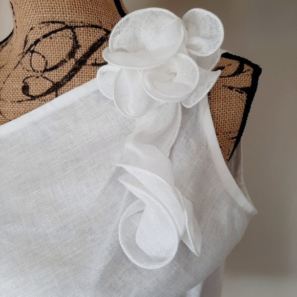 ADRIANA CONTRERAS ONE SHOULDER LINEN TOP - Picture 3 of 9